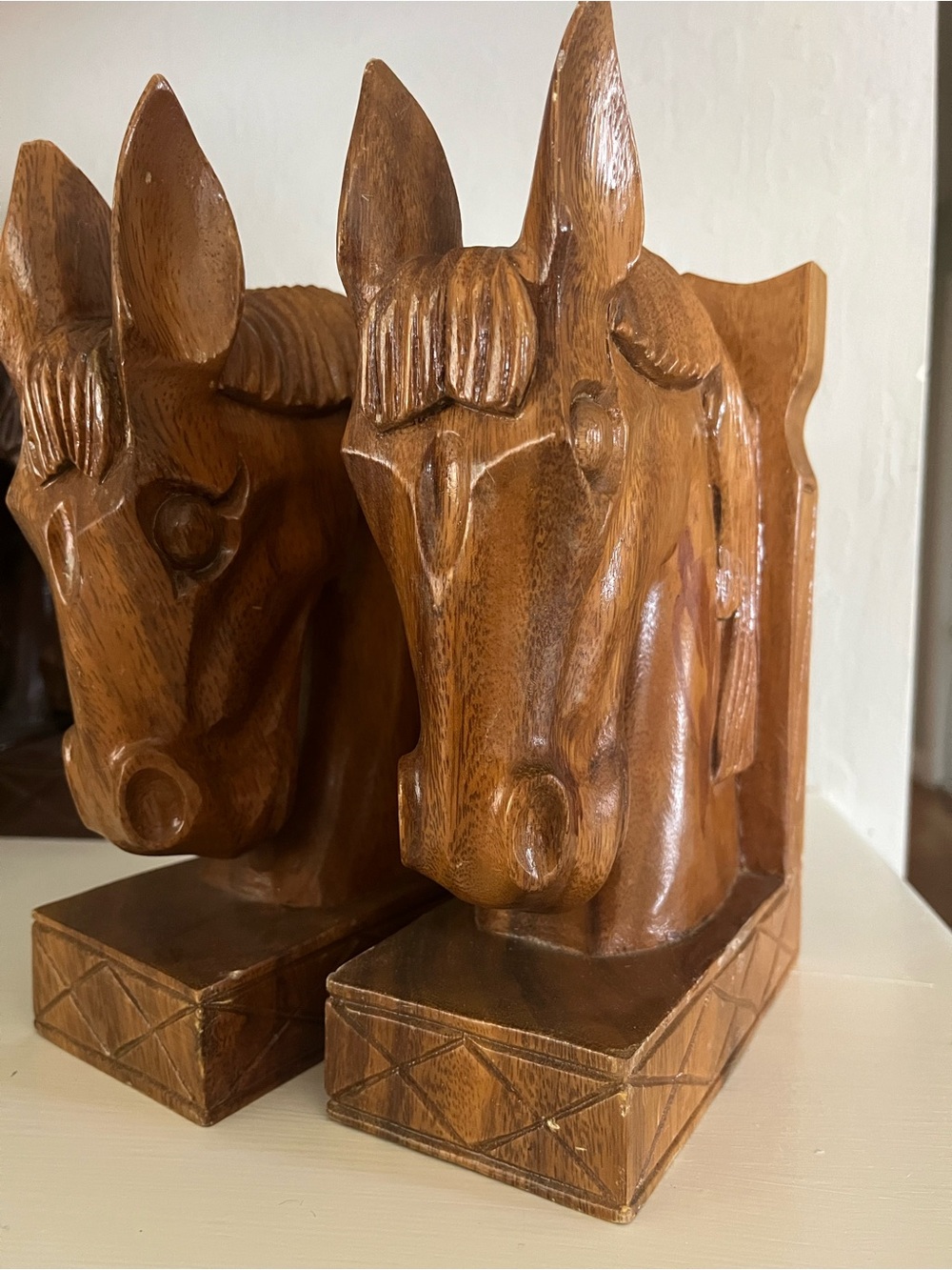 Vintage Monkey pod horse heads